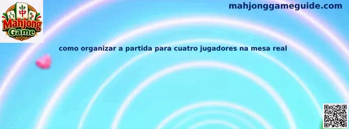 Mesa real preparada para una partida de mahjong con cuatro jugadores